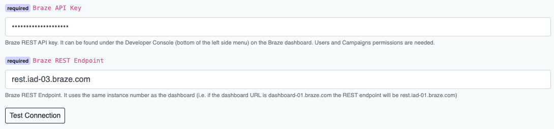 Braze App Options