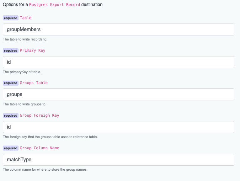 Postgres Import Table Properties