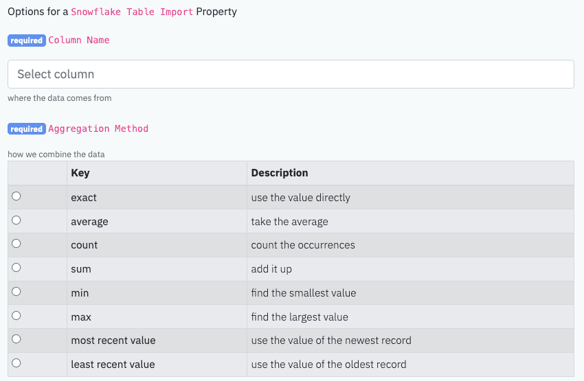 Snowflake Import Table Property