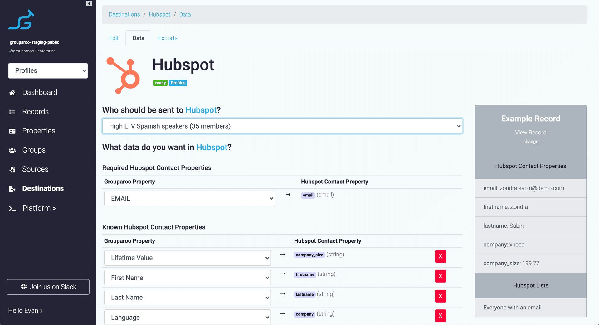 Map data to HubSpot